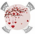 thumbnail image 1 of Valentine''s Day Elastic Round Tablecloth, Red Pink Love Heart Branches Fitted Tablecloths for Round Table Oil-Proof Waterproof Table Cloth for Wedding Anniversary (Fit for 45" - 54" Round Tables), 1 of 4