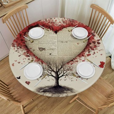 Horaldaily Valentine's Day Tablecloth 60×84 Inch, Buffalo Plaid Pink Love Hearts Washable Table Cover For Party Picnic Dinner Decor