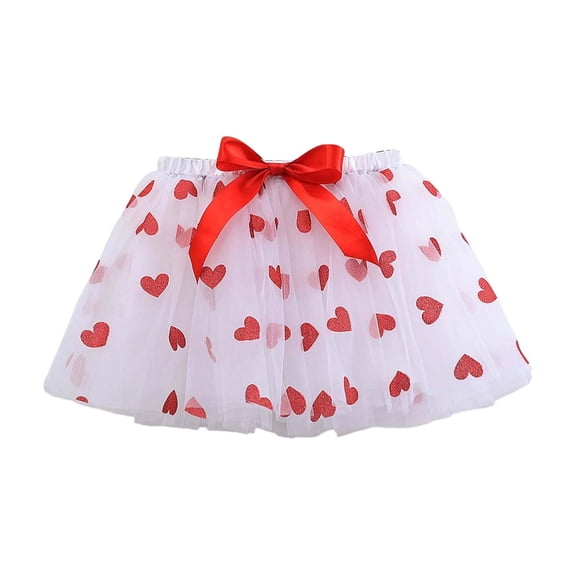 Valentine's Day Elegant Girl Dress Party Celebration In Solid Color With Skirt Heart Little Girls