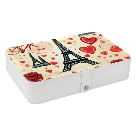 Valentine's Day Elegant PU Leather Display Case with Removable Compartment for Earring Organizer and Necklace Holder - Portable Storage Box