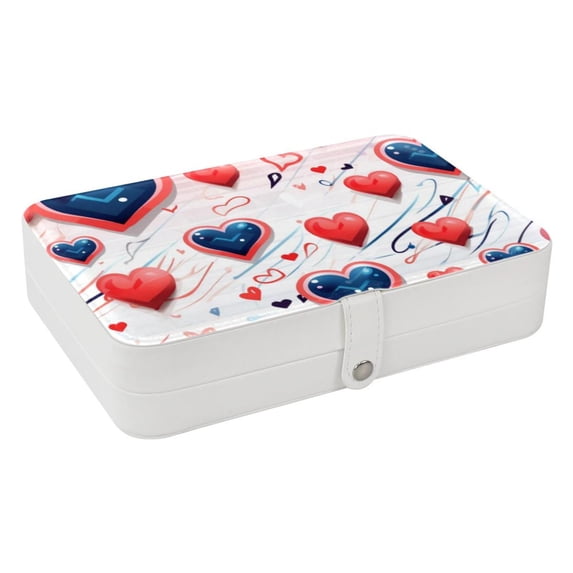 Valentine's Day Elegant PU Leather Portable Organizer Box with Removable Compartment - Earring Holder, Decorative Box, Jewelry Box