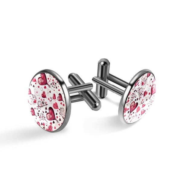 Valentine's Day Elegant Stainless Steel Men's Cufflink Set for Formal Attire, Wedding, and Business Meetings