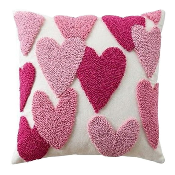 Valentine's Day Embroidered Heart Floral Decorative Cushion Cover for Sofa and Bedroom Throw Pillow Protector Valentine's Day Decorations