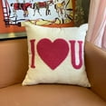 thumbnail image 1 of Valentine's Day Embroidered Heart Sofa Pillow, Bed Pillow Case Cushion Cover for Home Decor, 1 of 8