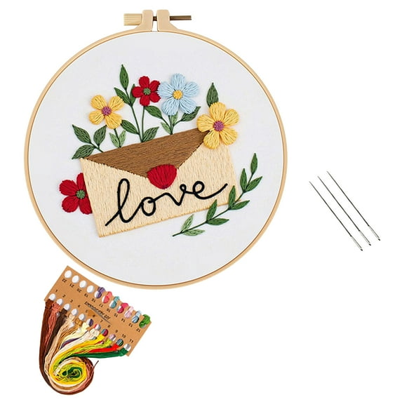 Valentine's Day Embroidery Kit - 8" Valentine's Day Floral DIY Craft with Hoop,Cross Stitch Kit for Adults,DIY Needlepoint for Starters ,Handmade Romantic Gift
