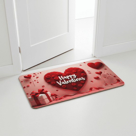 Valentine's Day Entrance Door Mats 16 x 24 Inches Non-slip Water-absorbent Floor Mats for Home Bathroom Kitchen Laundry Room Seasonal Decor
