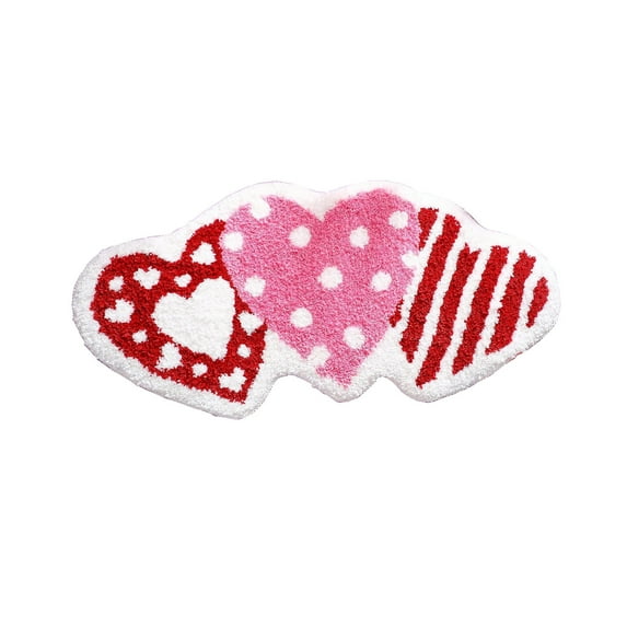 Valentine's Day Entryway Doormat – Non-Slip Absorbent Indoor/Outdoor Rug, Heart Print Bathroom Mat, Romantic Home Decor Gift for Her
