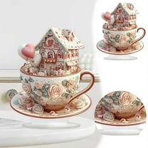 Valentine's Day European Style Dreamy Teacup Ornament, Acrylic Romantic Table Centerpiece - Durable Home Decor