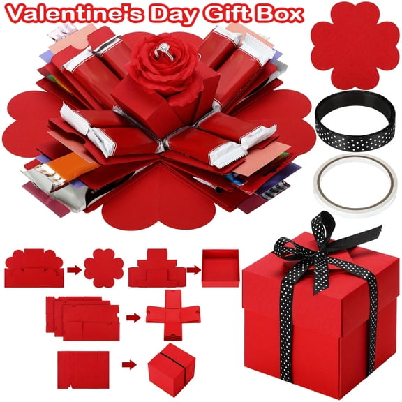 Valentine's Day Explosion Money Gift Box DIY Exploding Box with 4 Faces Love Creative Money Gift for Valentine's Day, Birthday, Graduation, Anniversaries, Christmas, All Occasions