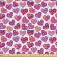 thumbnail image 1 of Ambesonne Valentine's Day Fabric by the Yard Upholstery, Hearts in Geometric, 5 Yards, Pink Fuchsia and Salmon, 1 of 5