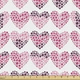 thumbnail image 1 of Ambesonne Valentine's Day Fabric by the Yard Upholstery, Dotted Heart Shapes, 2 Yards, Ruby Pink, 1 of 5
