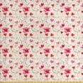 thumbnail image 1 of Valentine's Day Fabric by the Yard Upholstery, Print of Heart Shaped Balloons Flying Up with Mini Hearts, Decorative Fabric for DIY and Home Accents, Eggshell Vermilion by Ambesonne, 1 of 4