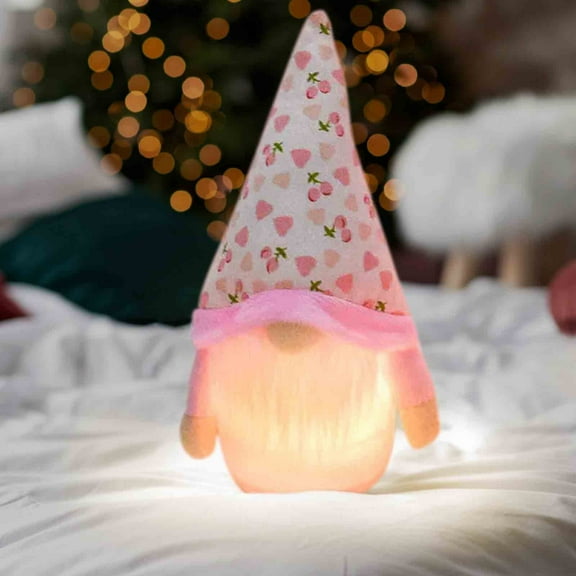 Valentine's Day Faceless Gnome with LED Lights - Soft Fabric Dwarf Embracing Heart, Handcrafted Home Decor for Mantle/Tabletop, Ideal Romantic Gift for Loved Ones