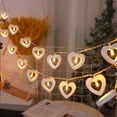 thumbnail image 1 of Valentine's Day Fairy String Lights 10 ft 20 LED Wooden Heart Red Pink String Lights for Valentine Wedding Garden Bedroom Party Decoration (White), 1 of 6