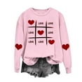thumbnail image 1 of Valentine's Day Fashion Crew Neck Sweatshirts for Women Cute Heart Graphic Print Pullover Tunic Tops Long Sleeve(Pink,M), 1 of 5