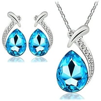 Valentine's Day Fashion Style Jewelry Set Teardrop Crystal Earrings And Necklace For Wedding Evening Party White Makeup Supplies Beautiful design