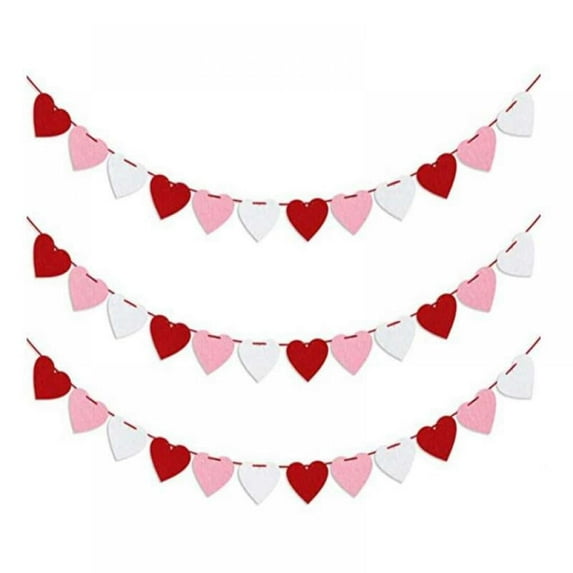 Valentine's Day Felt Banner -DIY Required - Valentines Decorations - Valentines Felt Heart Garland Banner - Valentine's Day Outdoor Indoor Home Hanging Decor