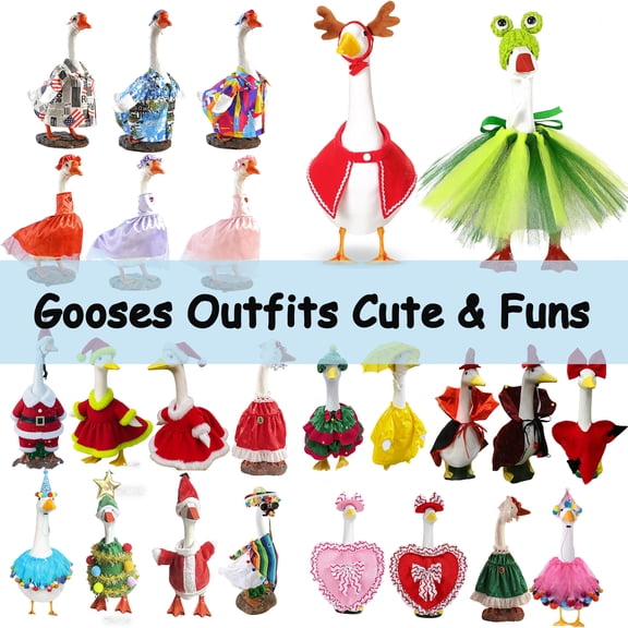 Valentine's Day Festive Goose Outfit for 23 Inch Lawn Goose Figurines, Cute Porch and Garden Display, Romantic Holiday Outdoor Decoration, Seasonal Goose Costume Set for Lawns and Patios, HAODEJW