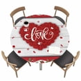thumbnail image 1 of Valentine's Day Fitted Tablecloth with Elastic Edged, Round Table Cloth for Dining Table, Red Love Heart Roses Romantic Wooden Waterproof Oil Proof Table Cover for Indoor Outdoor 36"-44", 1 of 8