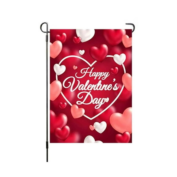 Valentine's Day Flag,12x18 Inch Valentine's Heart Garden Flag Double Sided Burlap Valentine Flags for Your Valentine's Day Decoration