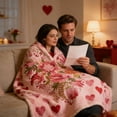 thumbnail image 1 of Valentine's Day Flannel Blanket - Double-Sided Throw Nap Blanket, Romantic Gift Flannel Rug for Sofa and Bed, 1 of 6