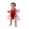 thumbnail image 1 of Valentine's Day Floral Mesh Romper, Heart Applique & Lace Trim, Baby Girl Outfit, 1 of 6
