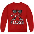 thumbnail image 1 of Valentine's Day Floss Flossing Dancing Heart Youth Sweatshirt Red YXL, 1 of 1