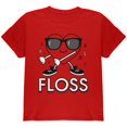 thumbnail image 1 of Valentine's Day Floss Flossing Dancing Heart Youth T Shirt Red YLG, 1 of 1