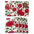 thumbnail image 1 of Valentine's Day Flowers Placemats Set of 4, Red Roses Floral Green Leaves Botanical Non-Slip Place Mats Washable Table Mats for Kitchen Dining Table Decorations Indoor/Outdoor, 1 of 9