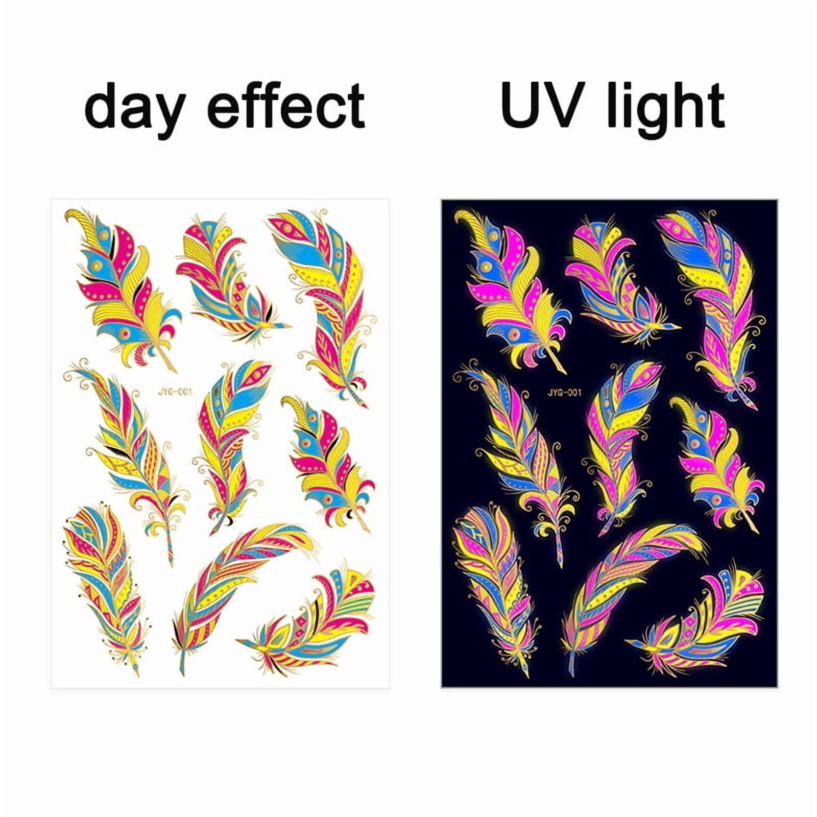 Valentine's Day Fluorescent Skin Temporary Waterproof Art Stickers for Men and Women's Arms and Shoulders Music Concert Bar Party Festival Skin Temporary Decorative Stickers