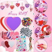 Valentine's Day Foam Heart Decoration Craft Kit With Foam Hearts, Self-Adhesive Glitter Stickers, Pom Poms, Sticky Eyes, Satin Thread For Kids. for Couples