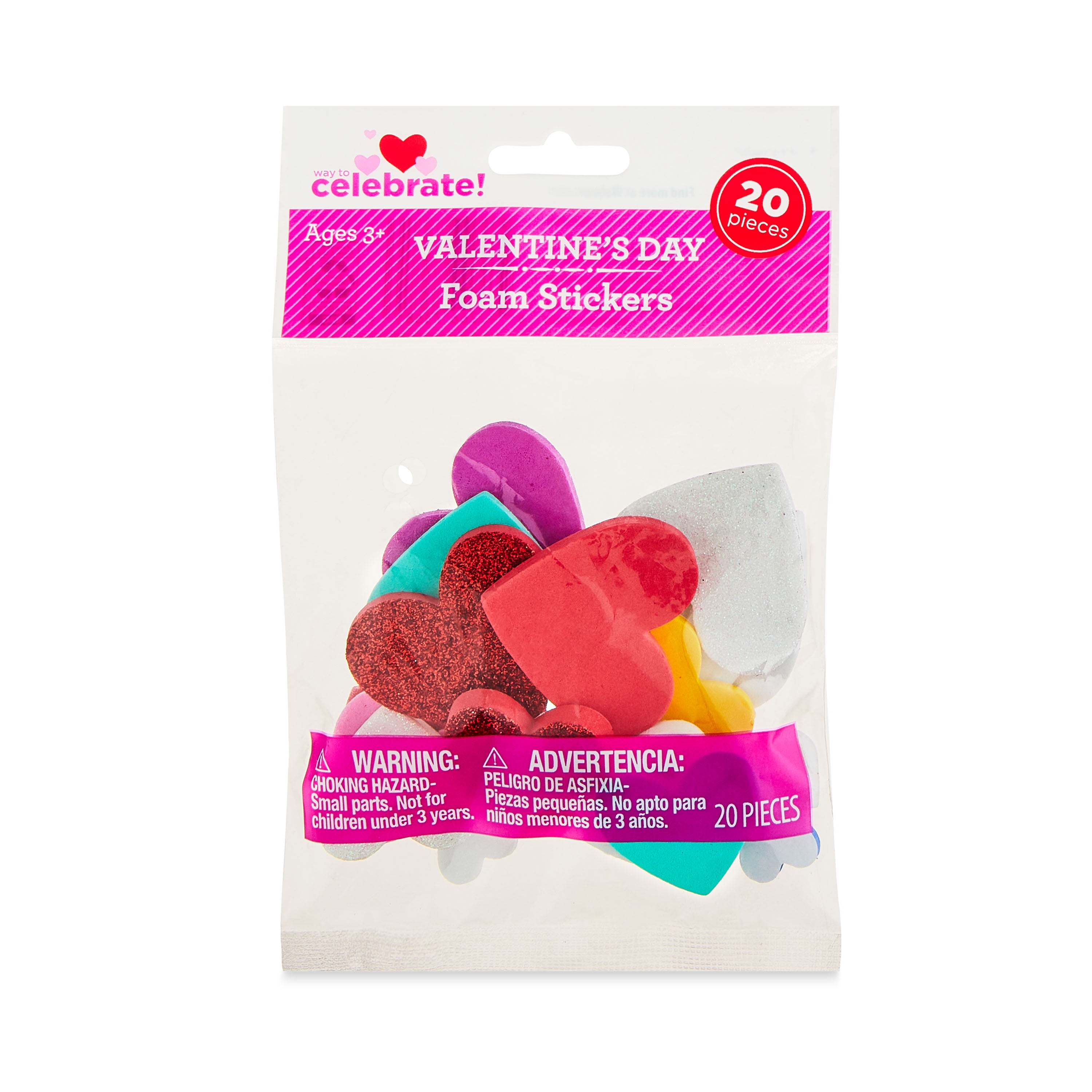 Valentine's Day Foam Heart Stickers, 20 Count, by Way To Celebrate
