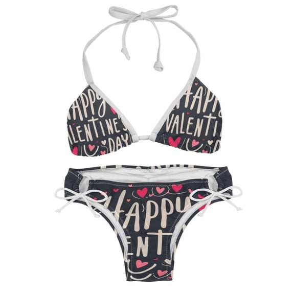 Valentine's Day Font Detachable Sponge Adjustable Strap Bikini Set Two-Pack Swimsuits for All Occasions