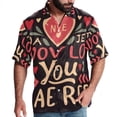 thumbnail image 1 of Valentine's Day Font Men's Hawaiian Short Sleeve Printed Button Down Poplin Casual Summer Beach Shirt, Unisex, 1 of 6