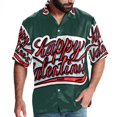 thumbnail image 1 of Valentine's Day Font Men's Short Sleeve Spread Collar Button Down Beach Print Casual Shirts, 1 of 6