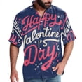 thumbnail image 1 of Valentine's Day Font Men's Short Sleeve Spread Collar Hawaiian Shirts, Casual Printed Button Down Summer Beach Tops, Unisex Men's Shirts, 1 of 6