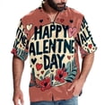 thumbnail image 1 of Valentine's Day Font Men's Short Sleeve Spread Collar Tops, Casual Button Down Shirts, Printed Summer Beach Shirts, Unisex, 1 of 6