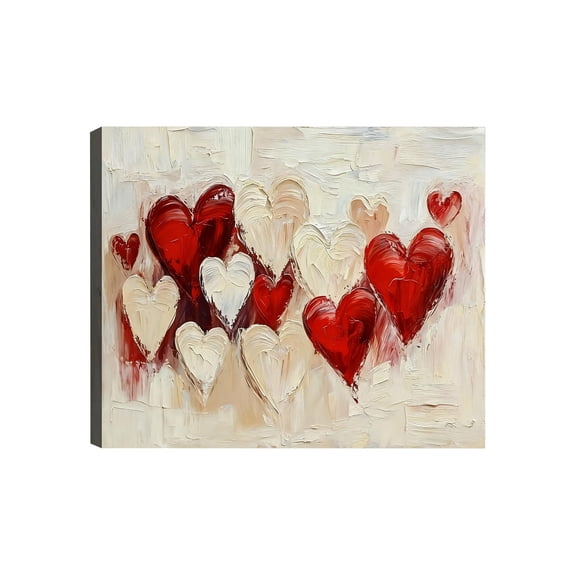 Valentine’s Day Framed Canvas Wall Art, Romantic Red Heart Canvas Prints for Living Room, Bedroom Sweet Valentine Pictures Artwork for Wall & Home Decor Gift for Her,50*70cm