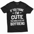 thumbnail image 1 of Valentine's Day Funny T-shirt If you Think I am cute should see my boyfriend gifts (4X-Large Black), 1 of 7