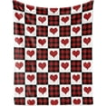 thumbnail image 1 of Valentine''s Day Fuzzy Blanket Red Black Heart Plaid Throw Blanket Decorative Soft Cozy Flannel Blanket for Home Bed Sofa Couch Chair, 50 x 60 Inch, 1 of 1