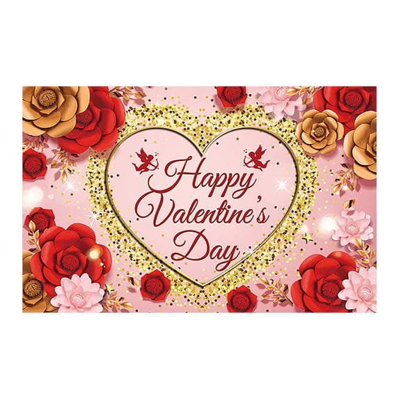 Valentine's Day Garage Door Banner Cover 70.87x45.28 ft, Happy Valentine's Day Backdrops Decorations Large Photo Background for Bridal Shower Wedding Anniversary Party, Hearts Curtain Party Supplies