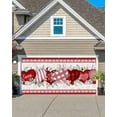 thumbnail image 1 of Valentine's Day Garage Door Banner Covers, Red Pink Stripes Plaid Dots Love Heart Pink Lip Print Large Hanging Indoor/Outdoor Backdrop Background for Christmas Winter Party Decor, 6.9x16 FT, 1 of 9