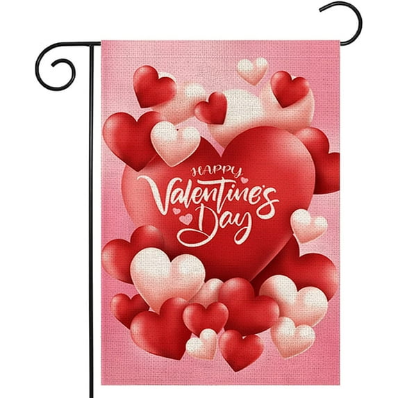 Valentine''s Day Garden Flag 12.5x18 Inch Love Heart Small Double Sided Burlap Flags For Outside Anniversary Wedding outdoor seasonal decor for yard