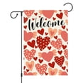 thumbnail image 1 of Valentine’s Day Garden Flag 12x18 Double Sided with Hearts and Welcome Script, Romantic Outdoor Yard Decor for Porch or Patio, Durable Fade Resistant Fabric, 1 of 3