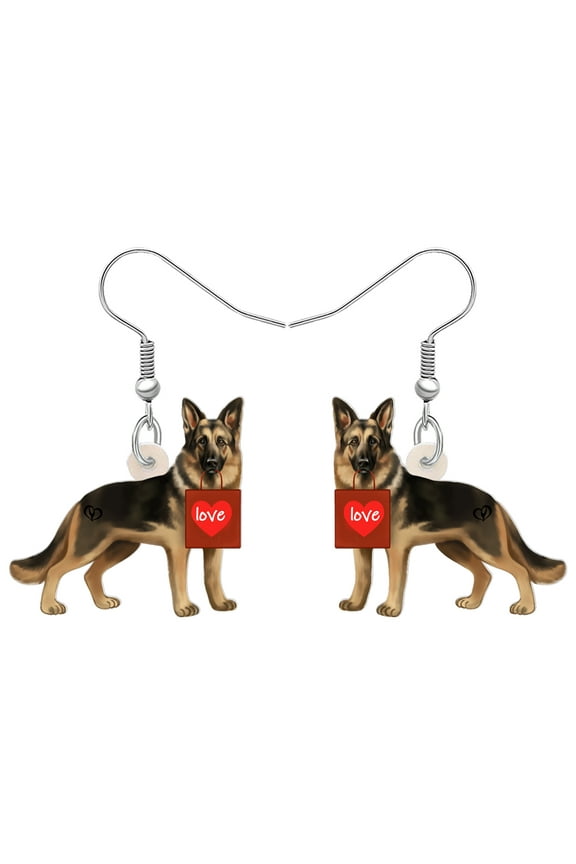 Valentine's Day German Shepherd Dog Earrings Acrylic Puppy Dangle Jewelry for Women Holiday Gifts