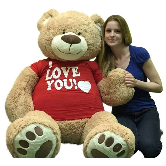 Valentine's Day Giant 5 Foot Teddy Bear Soft 60 Inches Stuffed Animal Wears I Love You T-shirt