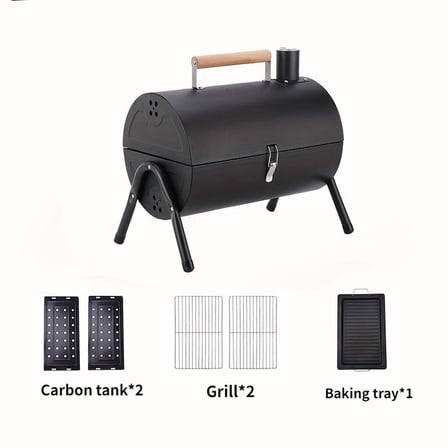 Valentine's Day Gift - 1pc Portable Charcoal Grill, Compact Tabletop Outdoor BBQ with Dual-Sided Rack, Sturdy Construction for Stew/Roast/Fry, Easy Storage for Beach, RV Travel, Garden Parties