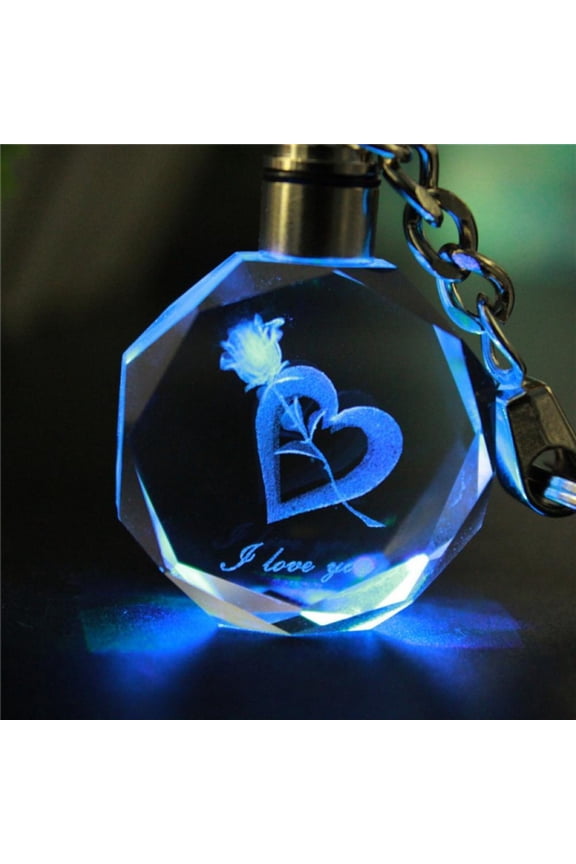 Valentine's Day Gift 3D Crystal Engraving Couple Small Pendant Crystal Couple Key Chain Art Crafts Love Home Garden