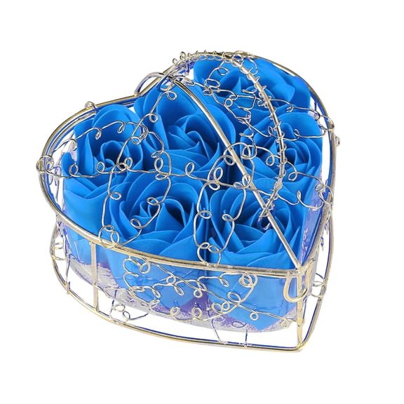 Valentine's Day Gift, 6-Piece Flowers Heart Shape Box, Artificial Rose Soap Flower Valentine's Day Product Creative Birthday Gift