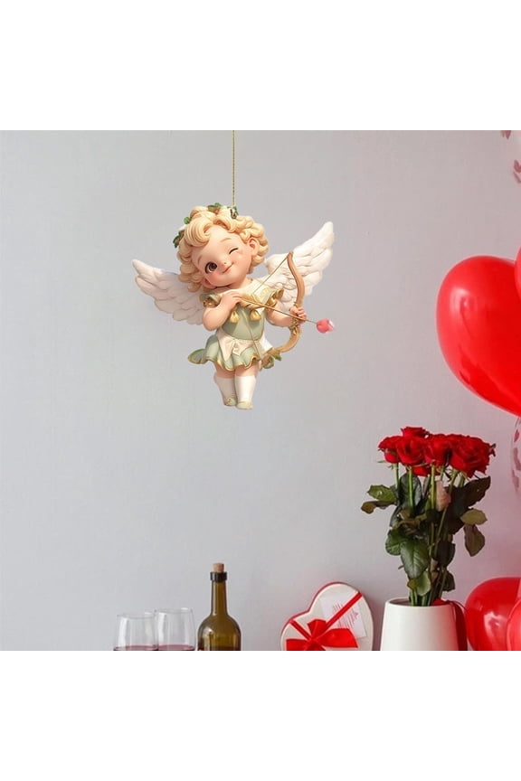 Valentine's Day Gift - Angel Heart Pendant Acrylic Charm Keychain for Car Mirror, Backpack Romantic Decoration